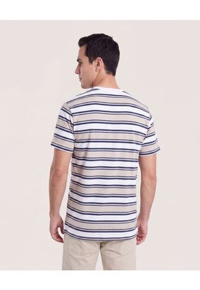 Camiseta Rayas Regular  Para Hombre Avena Ostu