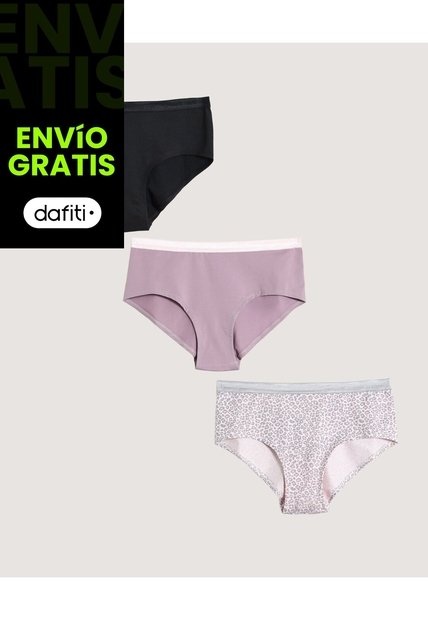 Panty Hipster Pack X3 X3 Para Mujer Negro Ostu
