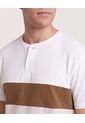 Camiseta Henley Con Corte Frontal  Para Hombre Crema Ostu de Ostu