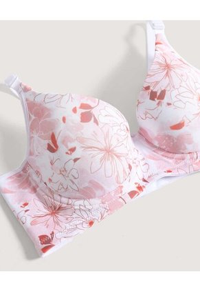 Brasier Floral Copa Completa  Para Mujer Rosa Ostu