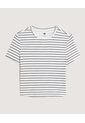 Camiseta Crop A Rayas  Para Mujer Crudo Ostu de Ostu