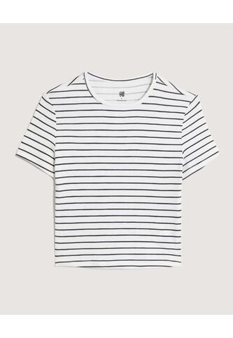 Camiseta Crop A Rayas  Para Mujer Crudo Ostu Ostu