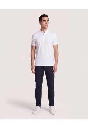 Polo Cuello Mao Regular Para Hombre Blanco Ostu