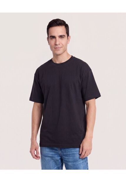 Camiseta Relaxed Básica  Para Hombre Negro Ostu