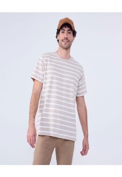 Camiseta Para Hombre Manga Corta Cuello Redondo Color Avena Marca Ostu #60091588