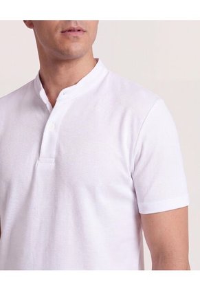 Polo Cuello Mao Regular Para Hombre Blanco Ostu