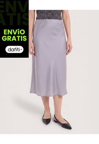 Falda En Satin  Para Mujer Gris Ostu Ostu