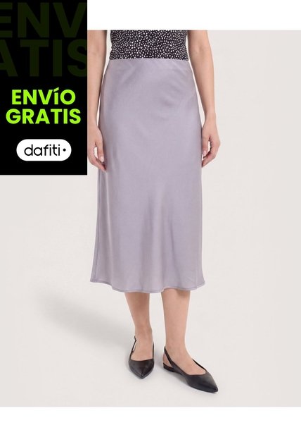Falda En Satin  Para Mujer Gris Ostu
