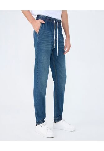 Jean Para Hombre Jogger Color Azul Medio Marca Ostu #60160420 Ostu