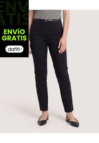 Pantalon Basico Tipo Chino  Para Mujer Negro Ostu Ostu