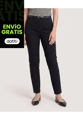 Pantalon Basico Tipo Chino Para Mujer Negro Ostu