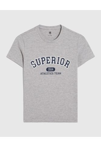 Camiseta Para Niño Manga Corta Cuello Redondo Color Gris  Marca Ostu #80090255 Ostu