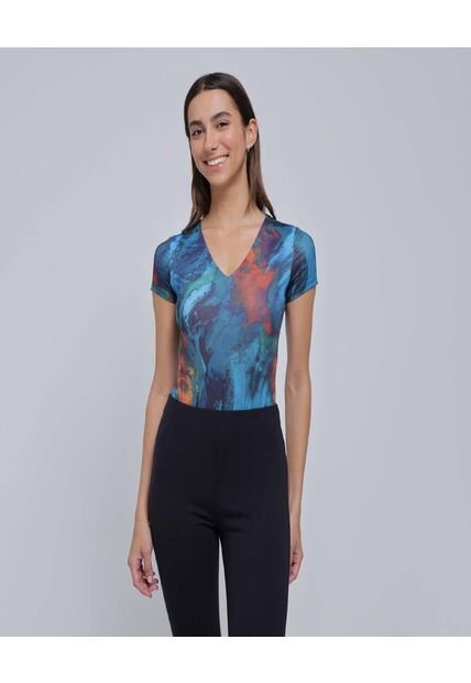 Body Para Mujer Manga Corta Color Azul  Marca Ostu #40200133