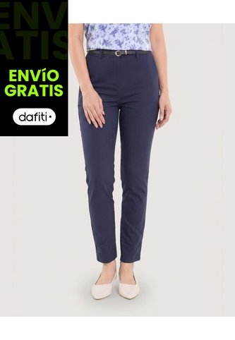 Pantalon Basico Tipo Chino  Para Mujer Azul Ostu Ostu