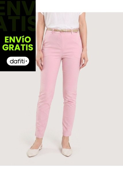 Pantalon Basico Tipo Chino  Para Mujer Rosado Ostu