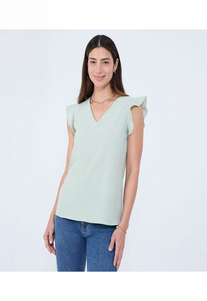 Blusa Para Mujer Manga Corta Color Verde  Marca Ostu #40121104