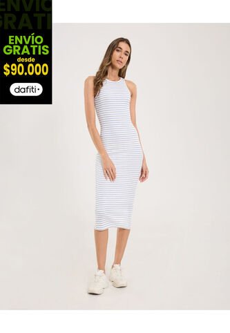 Vestido Para Mujer M/Sisa Largo Color Azul  Marca Ostu #40170303 Ostu