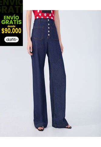 Jean Para Mujer Wide-Leg Color Azul  Marca Ostu #40160493 Ostu