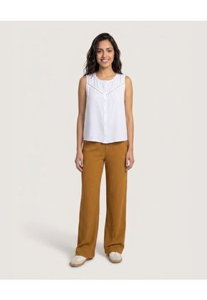 Blusa Lace Detail Para Mujer Blanco Ostu