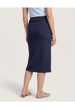 Falda Midi Textura Cruzada Para Mujer Azul Ostu
