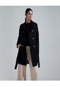 Chaqueta Tipo Trench Con Cinturón  Para Mujer Negro Ostu de Ostu