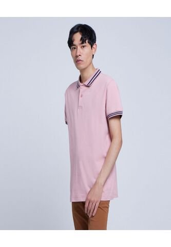 Polo Para Hombre Cuello Tejido Sin Bolsillo Color Rosa Marca Ostu #60110605 Ostu