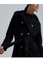 Chaqueta Tipo Trench Con Cinturón  Para Mujer Negro Ostu de Ostu
