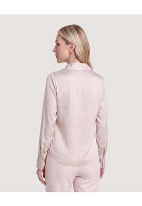 Camisa Satinada Para Mujer Beige Ostu