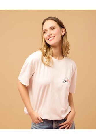 Camiseta Jessie Manga Corta  Para Mujer Crema Ostu Ostu