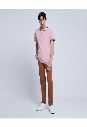 Polo Para Hombre Cuello Tejido Sin Bolsillo Color Rosa Marca Ostu #60110605