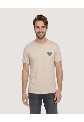 Camiseta Mickey Mouse   Para Hombre Beige Ostu Ostu