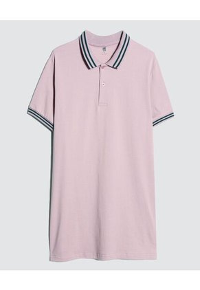 Polo Para Hombre Cuello Tejido Sin Bolsillo Color Rosa Marca Ostu #60110605