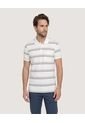 Polo Cuello Tejido A Rayas  Para Hombre Crema Ostu de Ostu