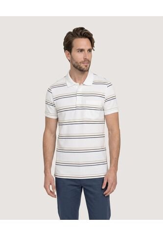 Polo Cuello Tejido A Rayas  Para Hombre Crema Ostu Ostu