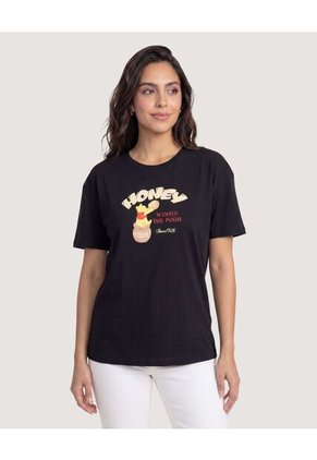 Camiseta Winnie Honey  Para Mujer Negro Ostu