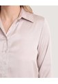 Camisa Satinada  Para Mujer Beige Ostu de Ostu