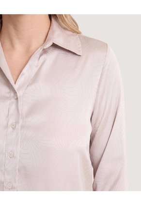 Camisa Satinada Para Mujer Beige Ostu