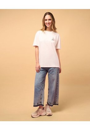 Camiseta Jessie Manga Corta  Para Mujer Crema Ostu