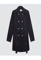 Chaqueta Tipo Trench Con Cinturón  Para Mujer Negro Ostu de Ostu