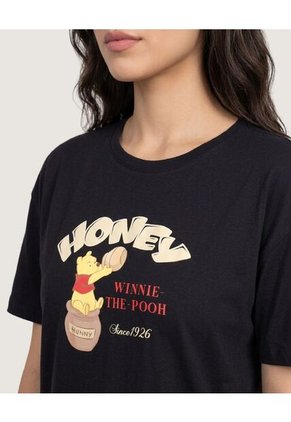 Camiseta Winnie Honey  Para Mujer Negro Ostu