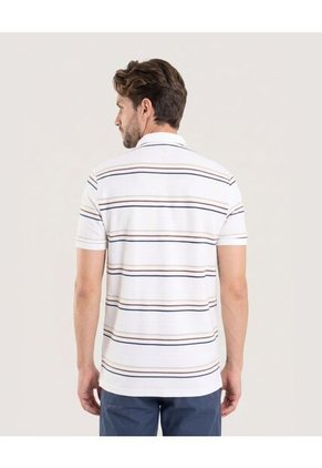 Polo Cuello Tejido A Rayas  Para Hombre Crema Ostu