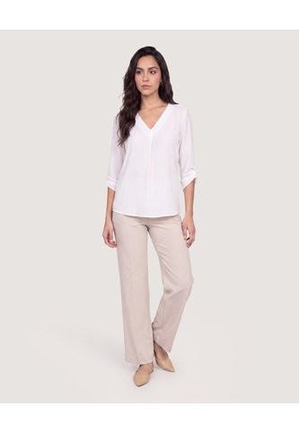 Blusa Cuello V  Para Mujer Blanco Ostu Ostu