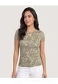Camiseta Tropical Keyhole  Para Mujer Verde Ostu de Ostu