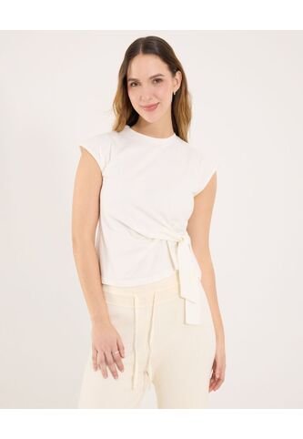 Camiseta Para Mujer Manga Corta Cuello Redondo Color Crema Marca Ostu #40092688 Ostu