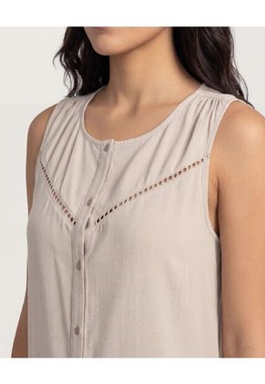 Blusa Lace Detail Para Mujer Beige Ostu