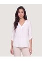 Blusa Cuello V  Para Mujer Blanco Ostu de Ostu