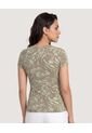 Camiseta Tropical Keyhole  Para Mujer Verde Ostu de Ostu