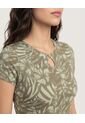 Camiseta Tropical Keyhole  Para Mujer Verde Ostu de Ostu