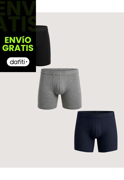 Boxer Medio Pack X3 Básico  Para Hombre Negro Ostu