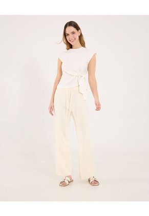 Camiseta Para Mujer Manga Corta Cuello Redondo Color Crema Marca Ostu #40092688